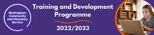 Banner promoting the NCVS Training and Development Programme for 2022-2023