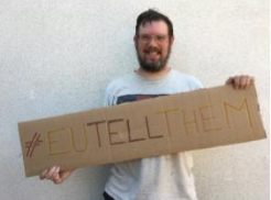 Oliver Taylor of Arnold with his sign