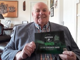 Trevor Clower with his Lifetime Achievement Award