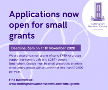 Nottingham Women's Centre's Small Grants Fund opens