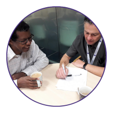 Chris Hill, Social Enterprise Development Coordinator, helping a client