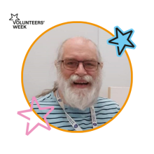 Dave Thomas Volunteering Development Officer at NCVS with Volunteers' Week logo